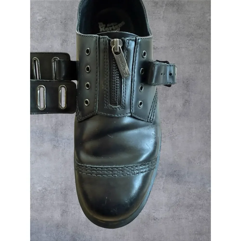 Dr. Martens 1461 Quynn Low Buckle Zip Black Leather Shoes Mens 12 Wmns 13 EU 46